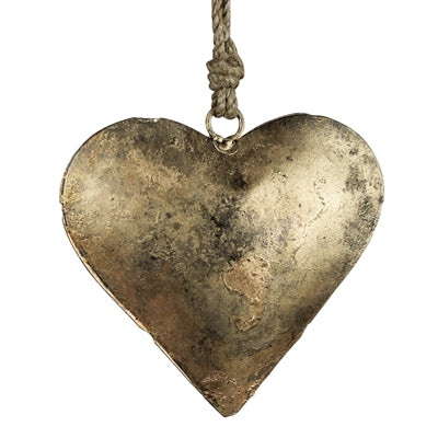 Antique Brass Heart On Rope