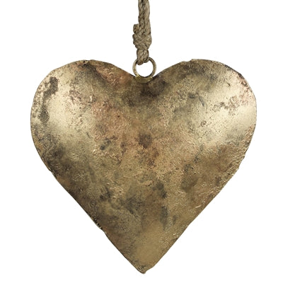 Antique Brass Heart On Rope