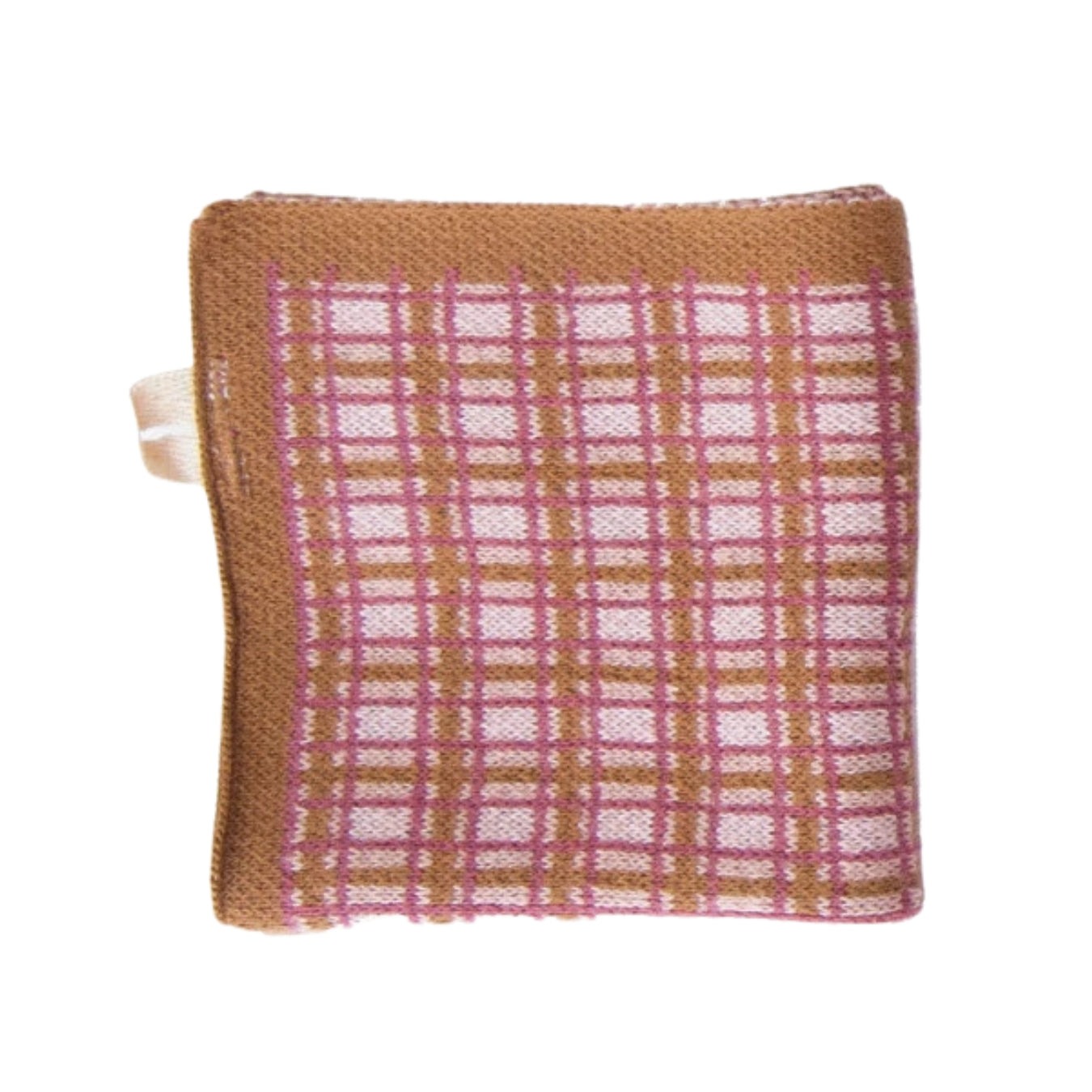 10.5" Sqaure Cotton Knit Dish Cloth w/ Pink and Green Pattern