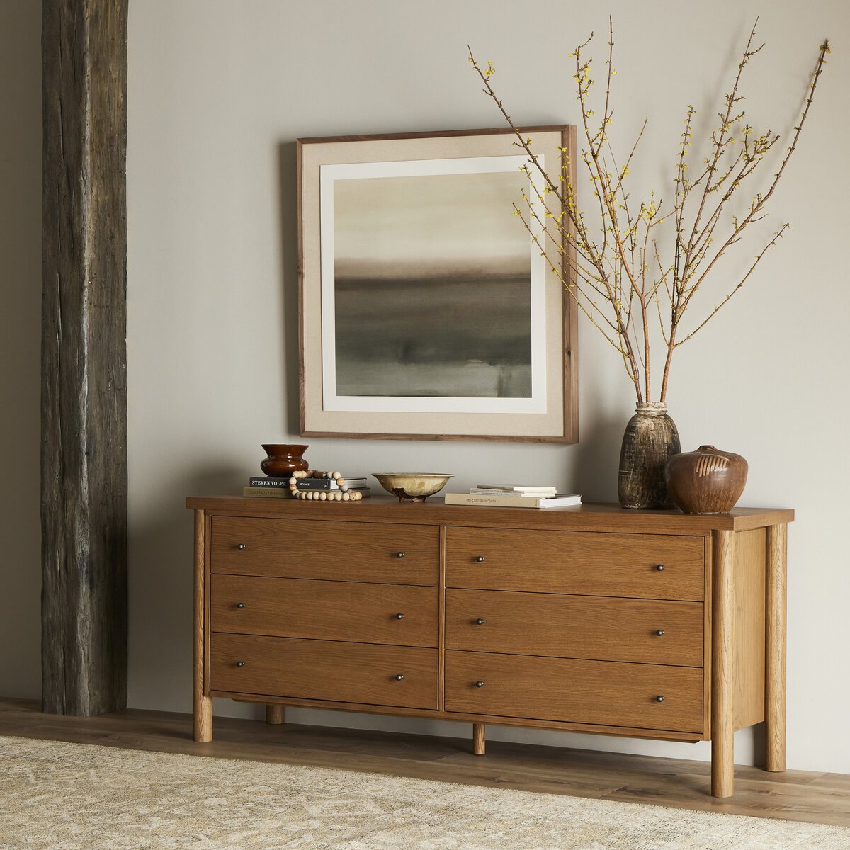 Roark 6 Drawer Dresser - Amber Oak Veneer