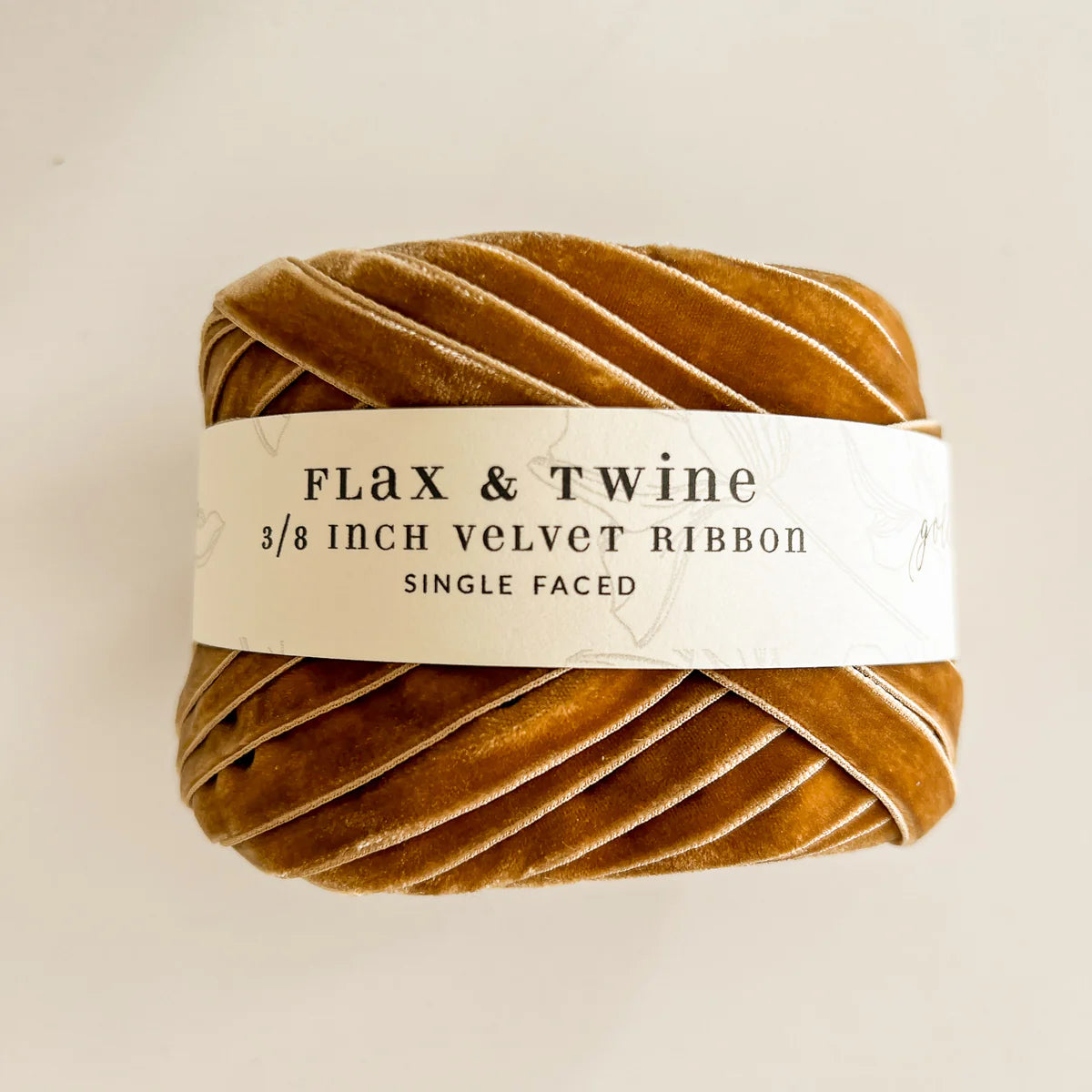 Flax & Twine 3/8" Velvet Ribbon - Gold