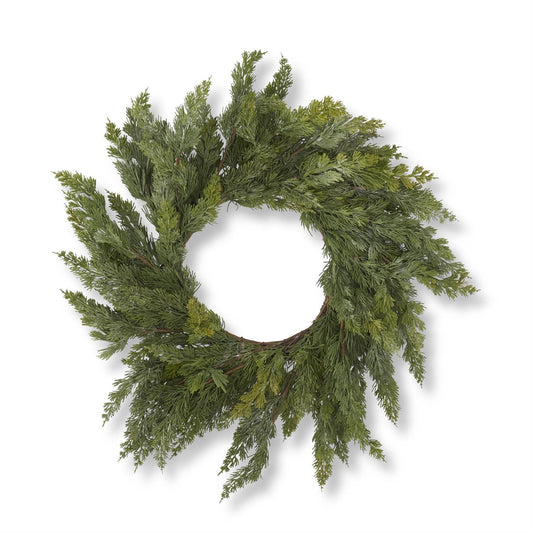 28 Inch Real Touch Cypress Pine Wreath Christmas Decor