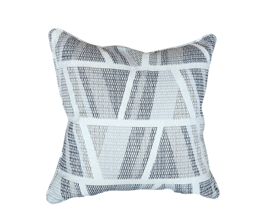 Blue and White Geo Pattern Pillow