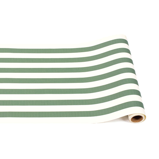 Dark Green Classic Stripe Runner, 20" x 25'