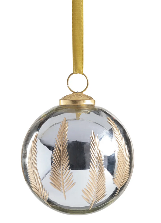 Heritage Gold Leaf Mirrored Glass Ornament - Gold - 4 in