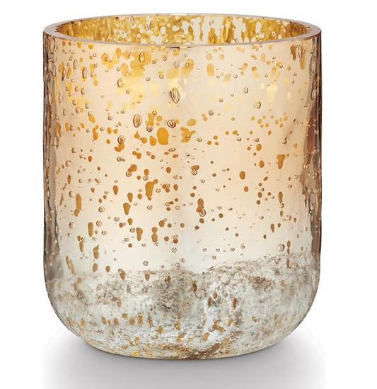 Noble Holiday Winter White Small Crackle Glass Candle