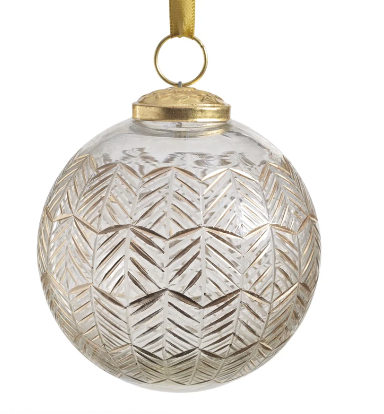 Golden Echoes Pattern Glass Ornament - Gold - 4 in