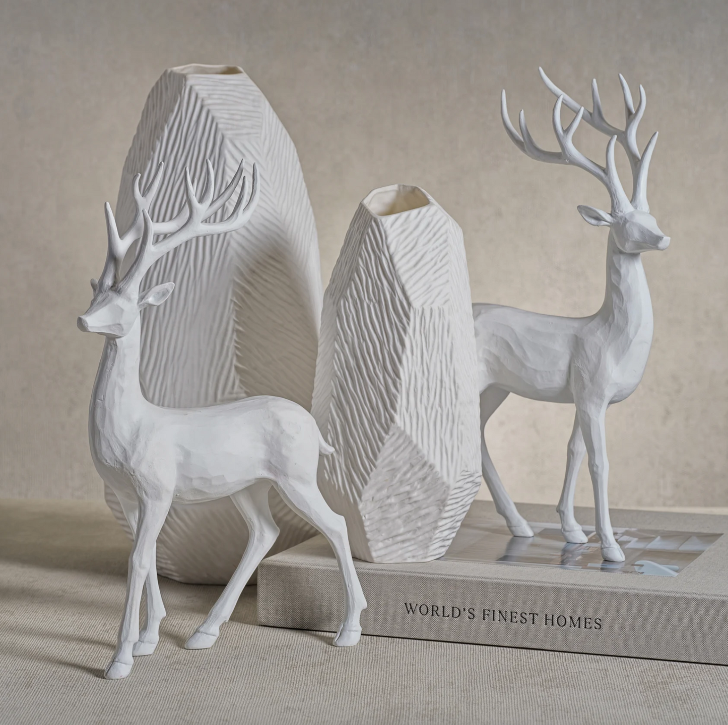 All White Decorative Deer Christmas Decor