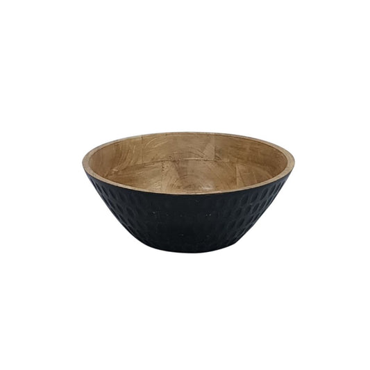 Wooden Carvel Bowl  12” - Black & Natural
