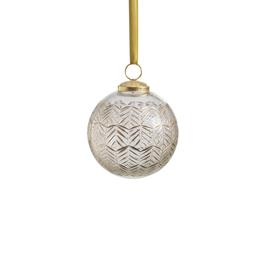 Golden Echoes Pattern Glass Ornament - Gold - 4 in