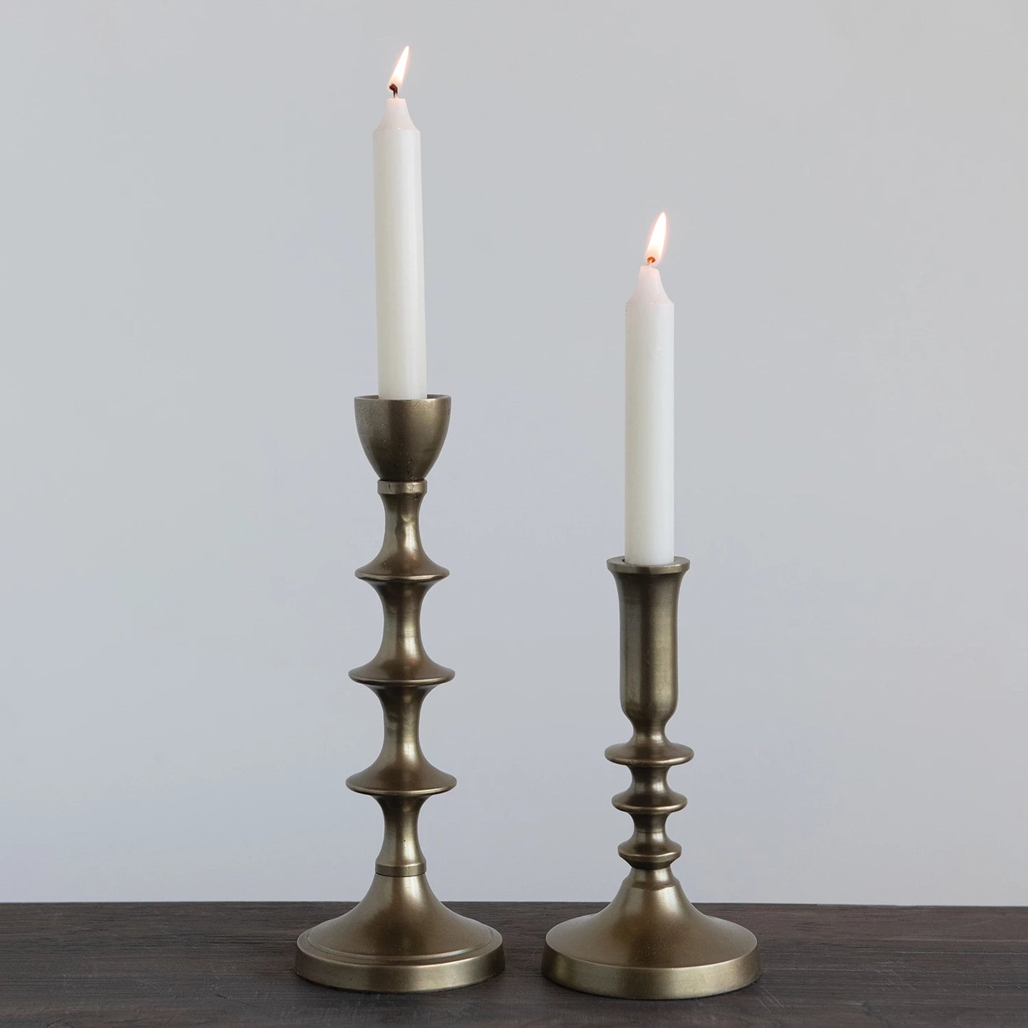 Metal Taper Candle Holders with Antique Finish