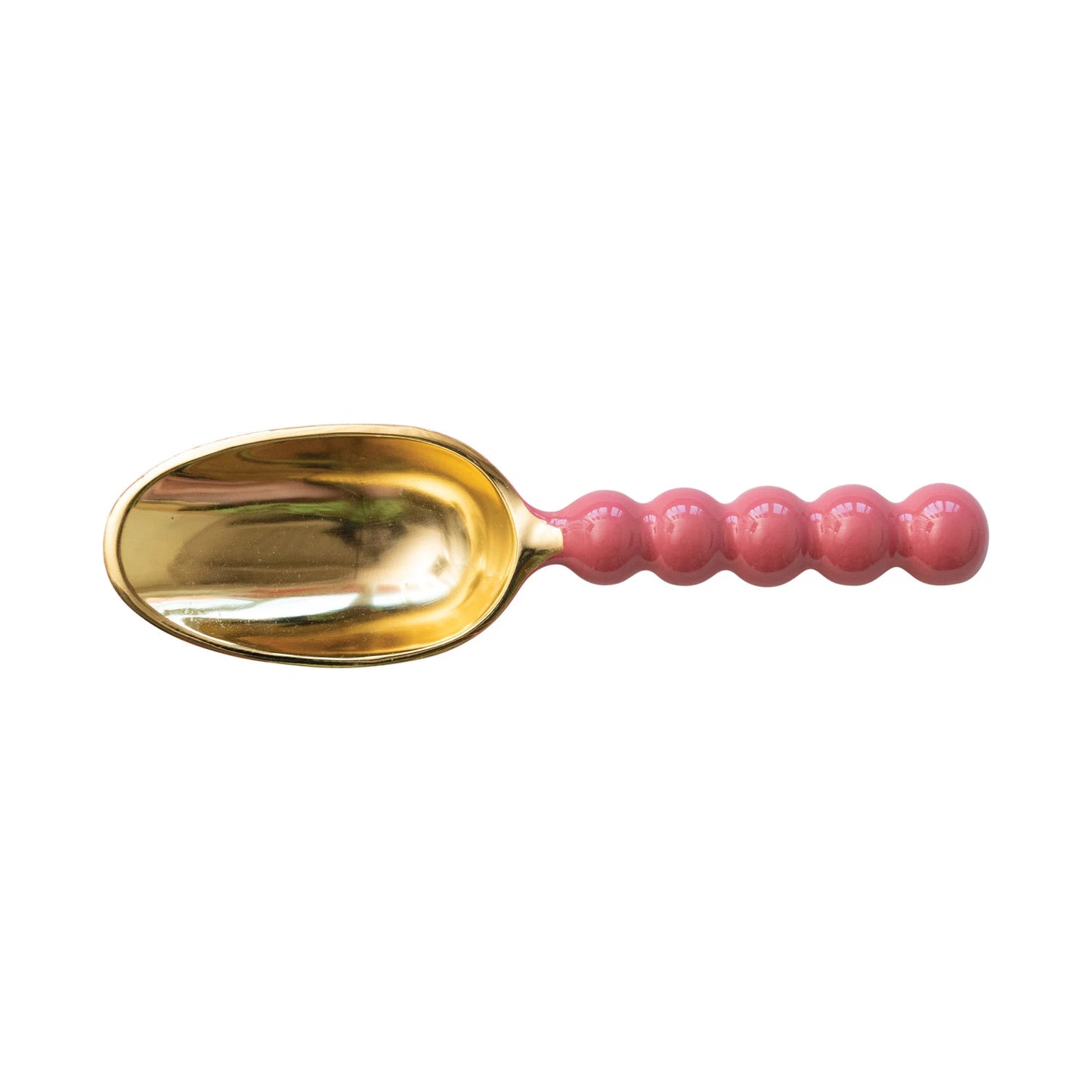 Pink and Gold Enameled Aluminum Scoop