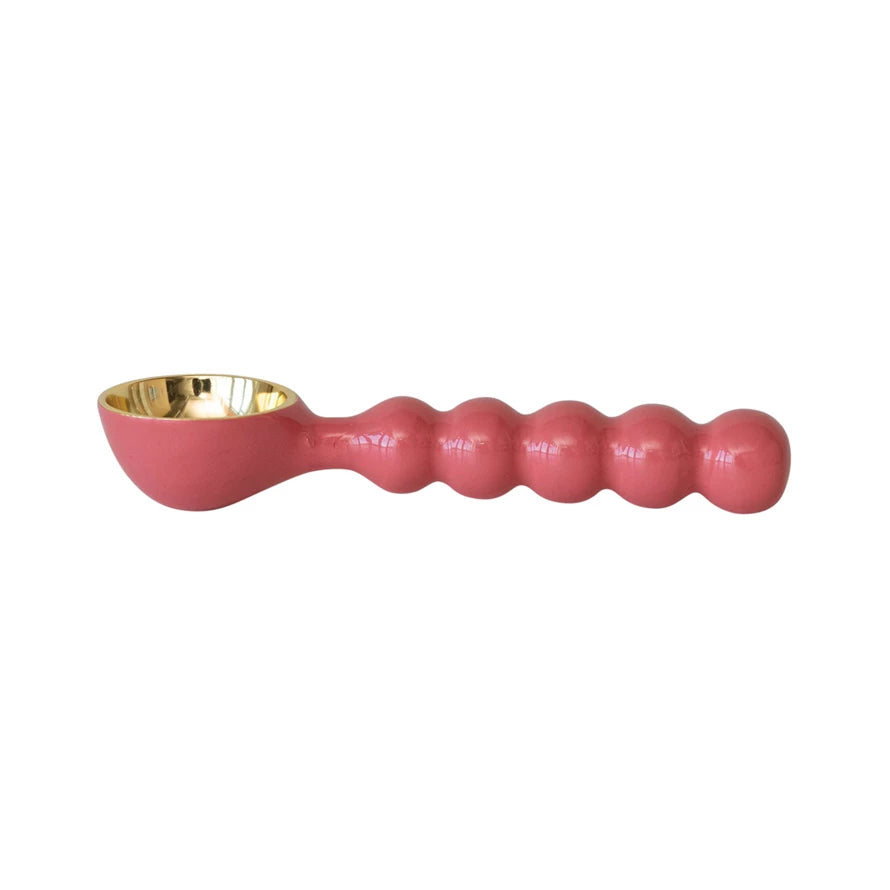 7-1/4" Enameled Aluminum Ice Cream Scoop, Pink and Gold