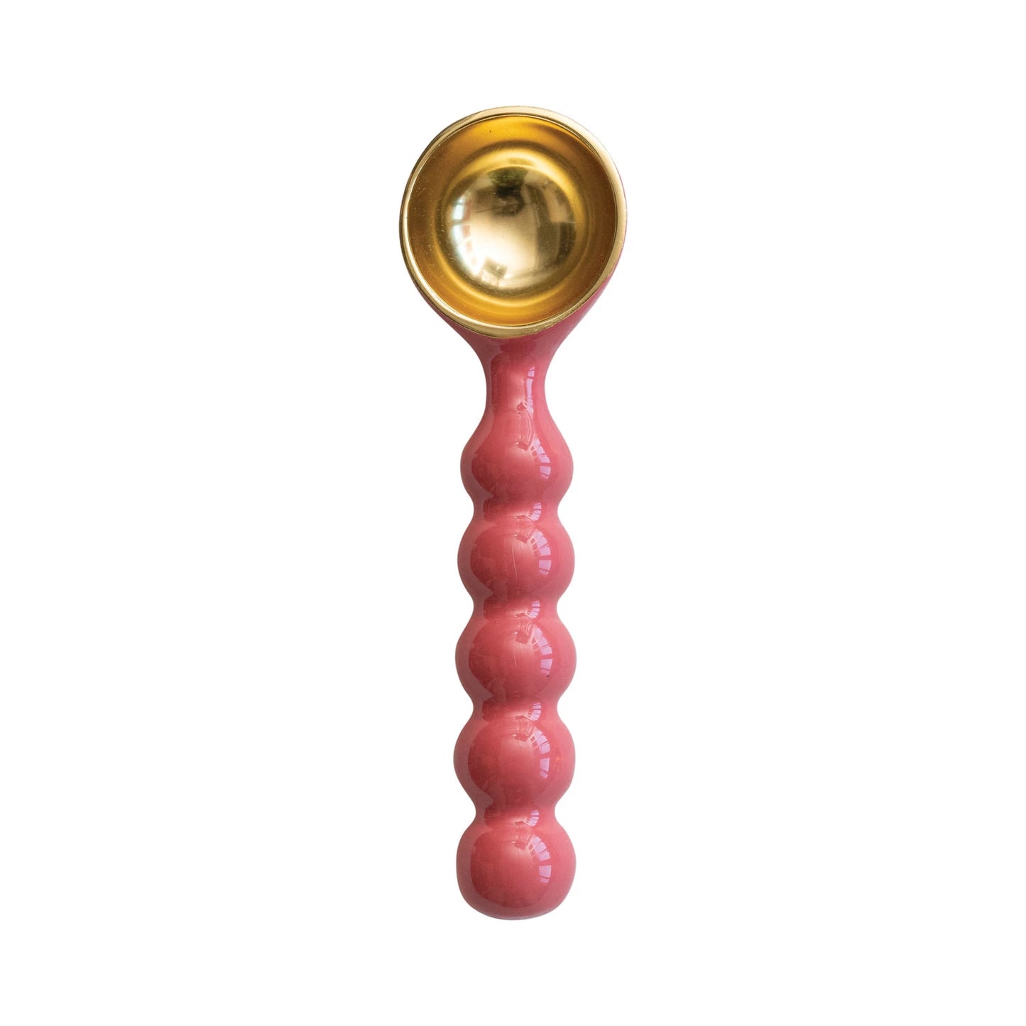 7-1/4" Enameled Aluminum Ice Cream Scoop, Pink and Gold