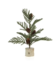 Spruce Tree with Small Pinecones on Birch Base Christmas Decor 19"