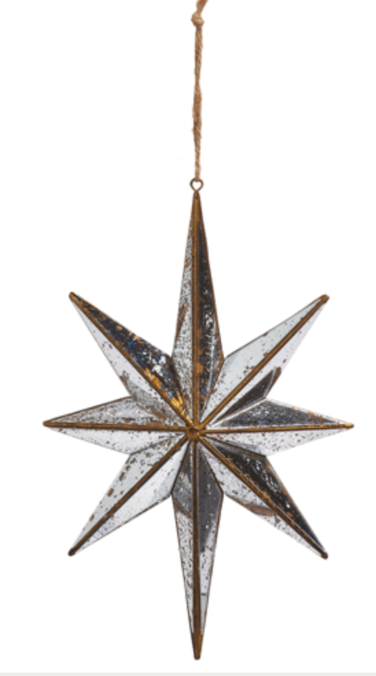 9.75" Distressed Mirrored Star Christmas Ornament