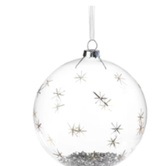 Clear Ball with Silver Deco- Large