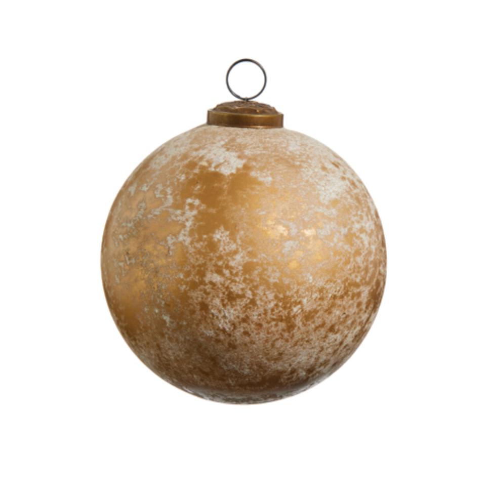 5" Distressed Gold Ball Christmas Ornament