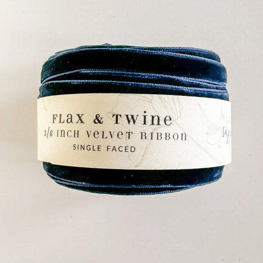 Flax & Twine 3/8" Velvet Ribbon - Sapphire