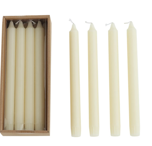 Unscented Taper Cream Candles In Box, Set of 12