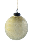 Recycled Seeded Glass Ball Christmas Ornament, Antique Gold Finish 4"