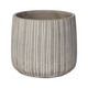 grey cement pot with white stripes