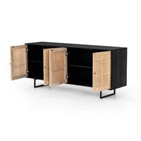 Mid-century Tan Sideboard With Black Top