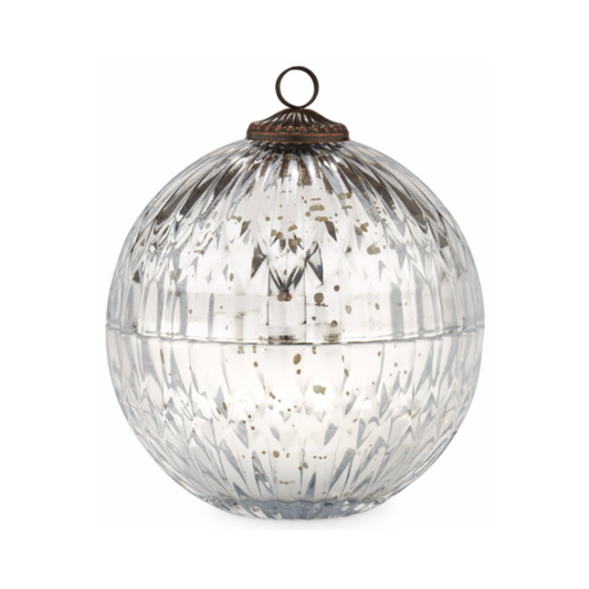 Balsam and cedar glass ornament candle