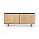  Tan and Black Sideboard with Rattan