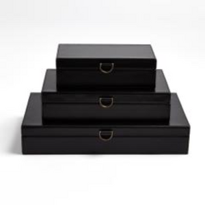 Marbled Leather D-Ring Box Black