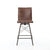 Distressed Brown Leather Swivel Counter Stool