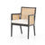 Rattan Dining Chair with Black, White, and Tan accents