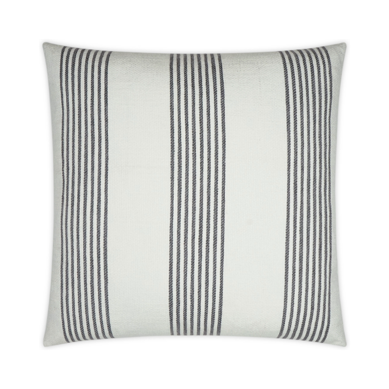 white and gray striped coastal pillow