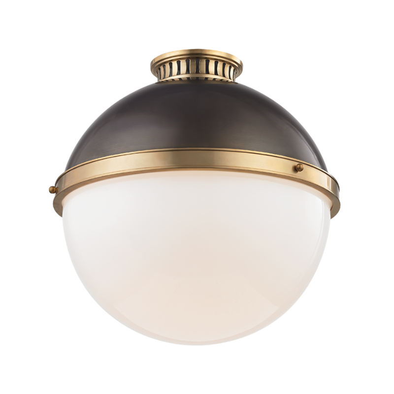 round antique black and gold flush mount